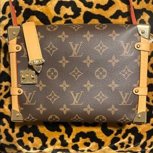 Monogram Crossbody Bag in Brown and Tan Side Trunk